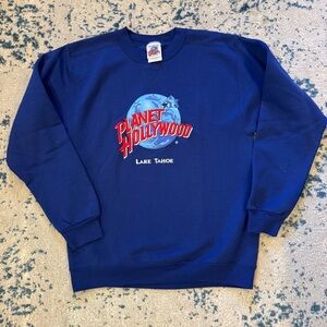 Vintage 1991 Planet Hollywood Lake Tahoe Purple Blue Class Crewneck Sweatshirt M